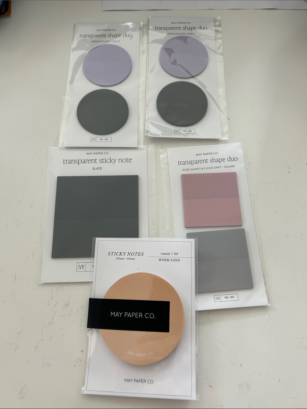 May Paper Co. Transparent Sticky Notes Bundle: circle and square